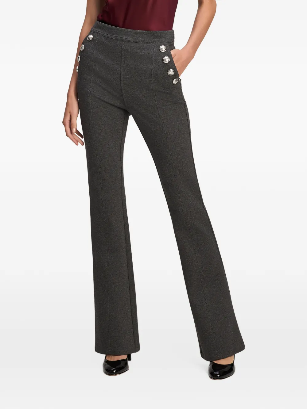 Cinq A Sept Suzette button-embellished trousers Grijs