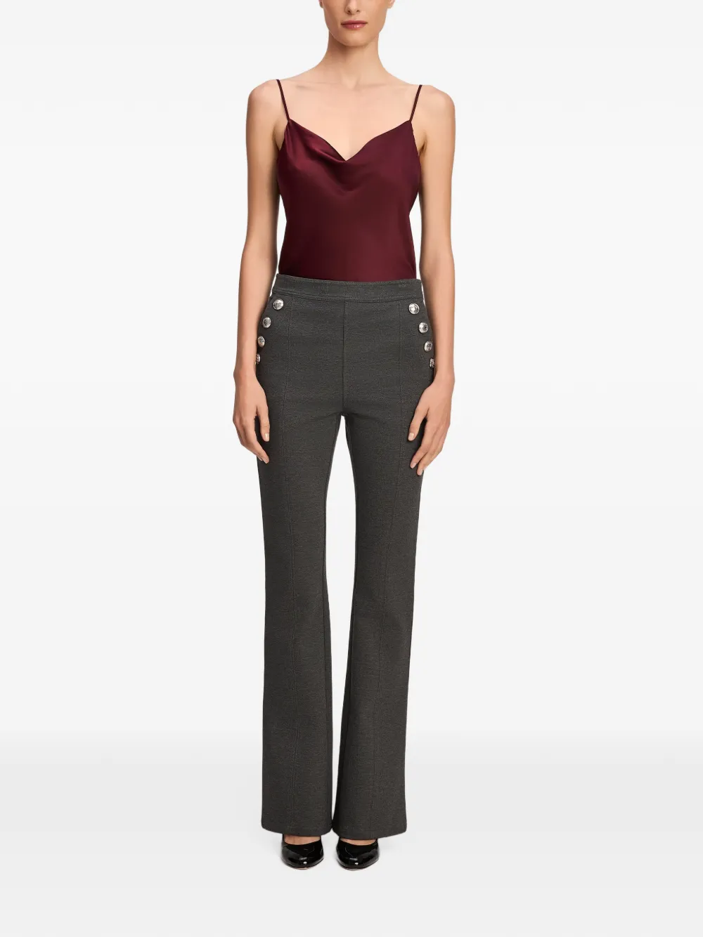 Cinq A Sept Suzette button-embellished trousers Grijs