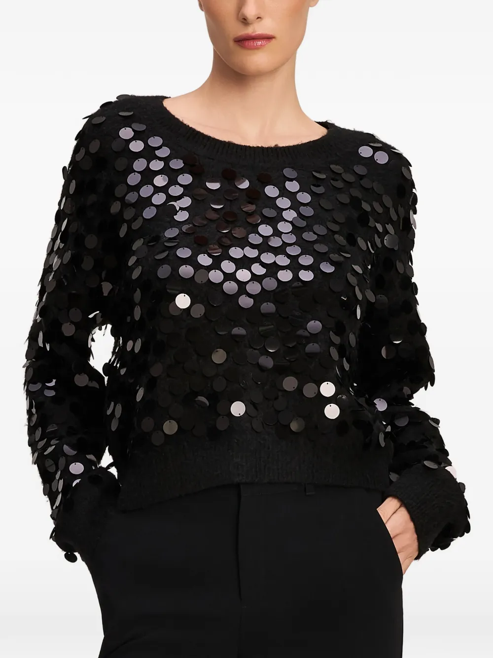 Cinq A Sept Briana paillette-embellished sweater Zwart