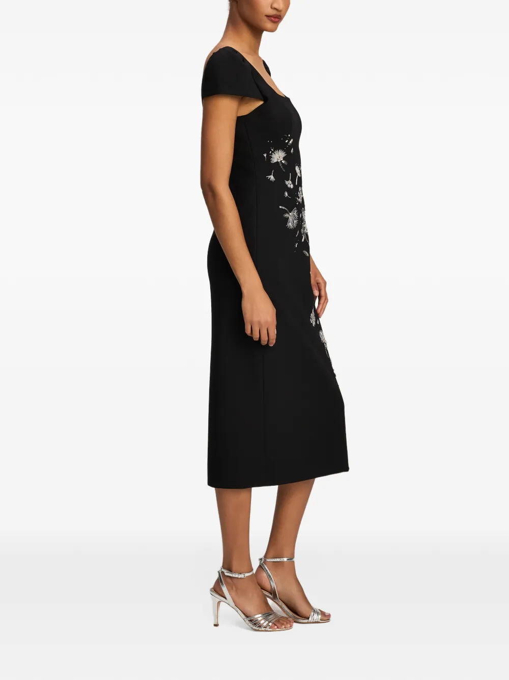 Cinq A Sept Midnight Dandelion Iliana midi dress Zwart