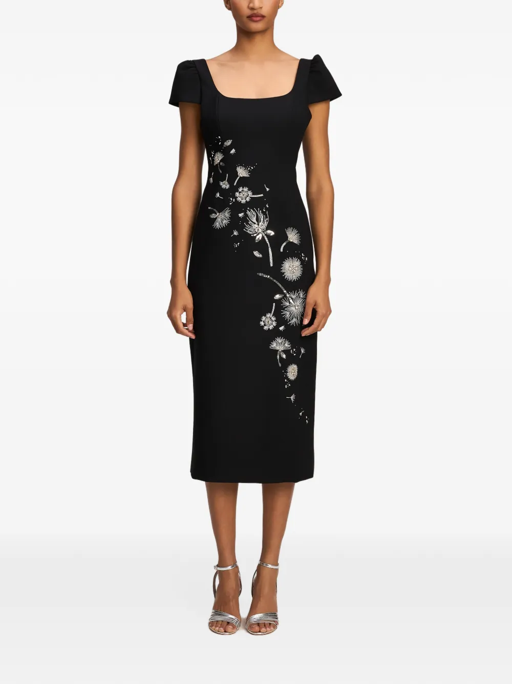 Cinq A Sept Midnight Dandelion Iliana midi dress Zwart
