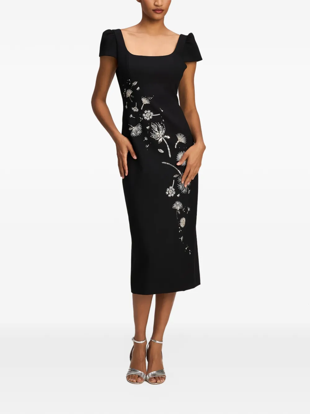 Cinq A Sept Midnight Dandelion Iliana midi dress Zwart