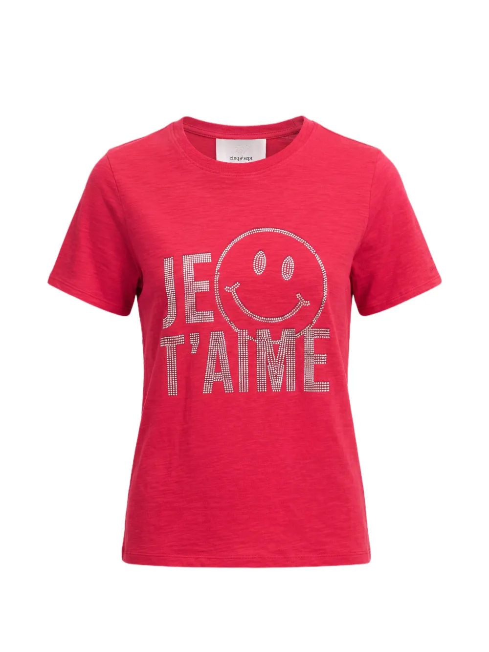 Cinq A Sept crystal-embellished smiley T-shirt Rood