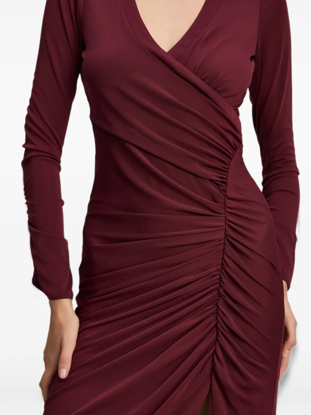 Cinq A Sept Fabia ruched midi dress Rood