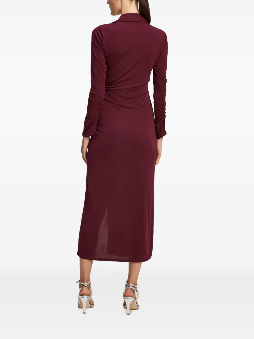 Cinq A Sept Fabia ruched midi dress Rood