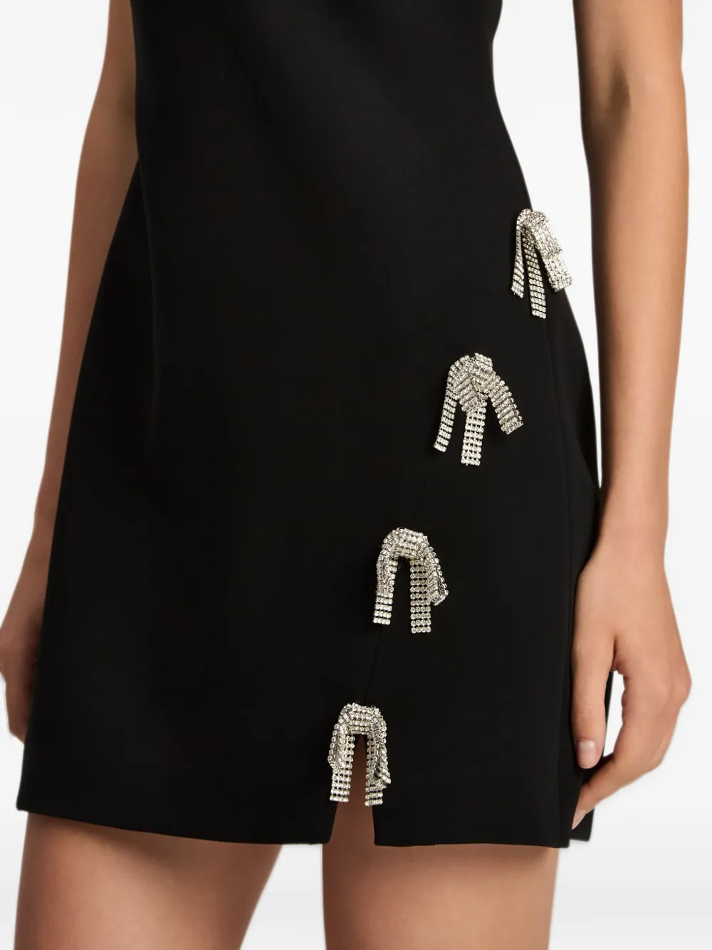 Cinq A Sept Rella rhinestone-bow mini dress Zwart