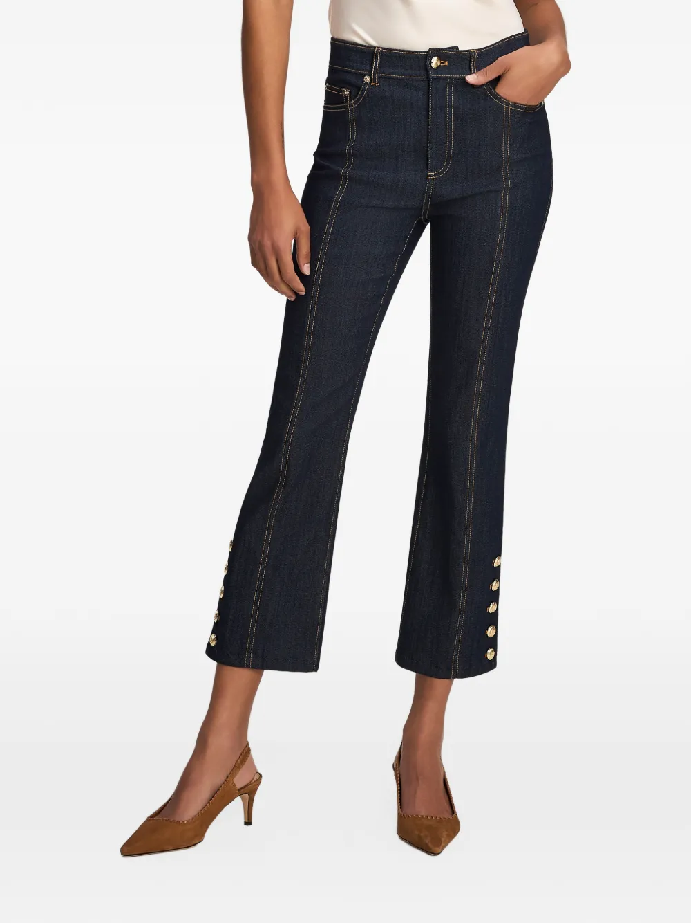 Cinq A Sept Maggie button-embellished jeans Blauw