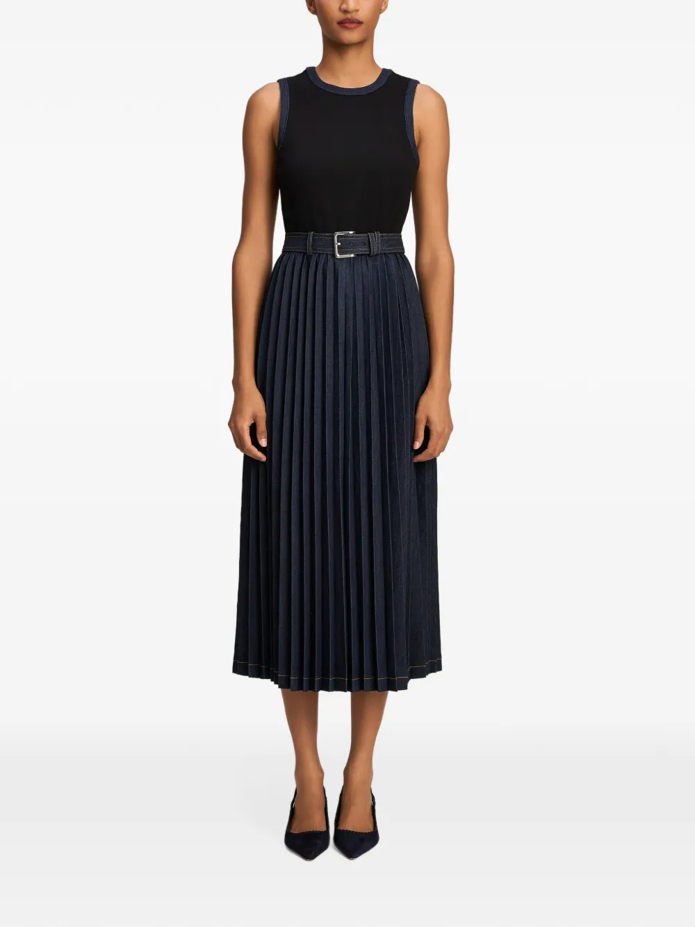 Cinq A Sept Crosby pleated midi dress Blauw