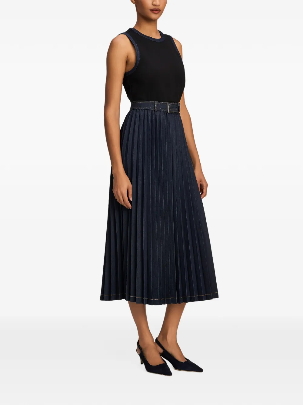 Cinq A Sept Crosby pleated midi dress Blauw