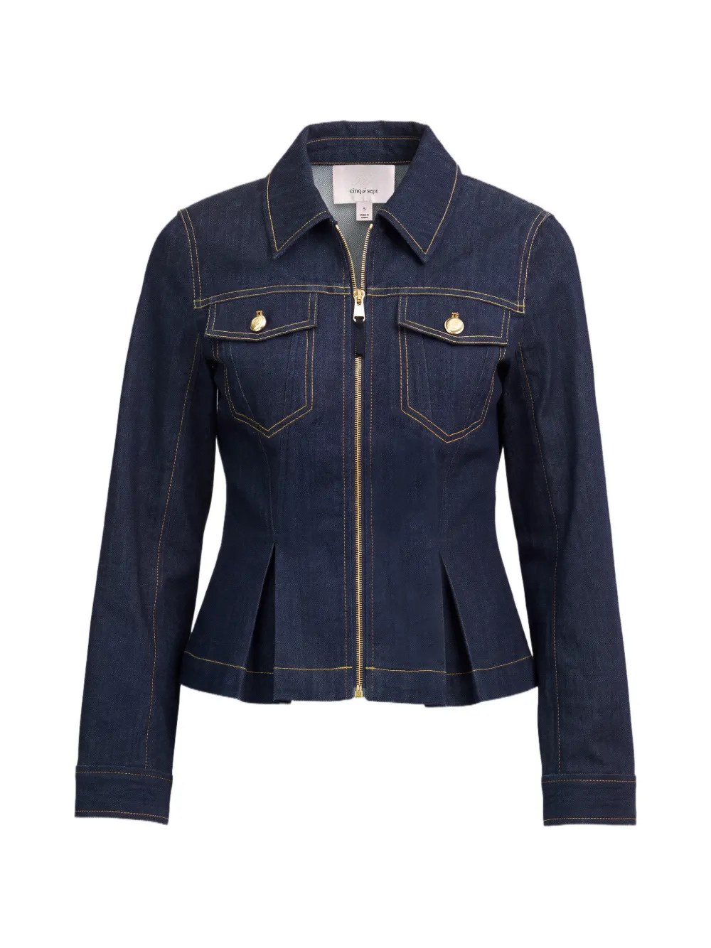 Cinq A Sept Kaiya pleated denim jacket Blauw
