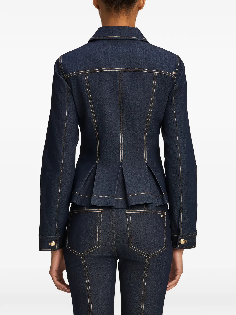 Cinq A Sept Kaiya pleated denim jacket Blauw