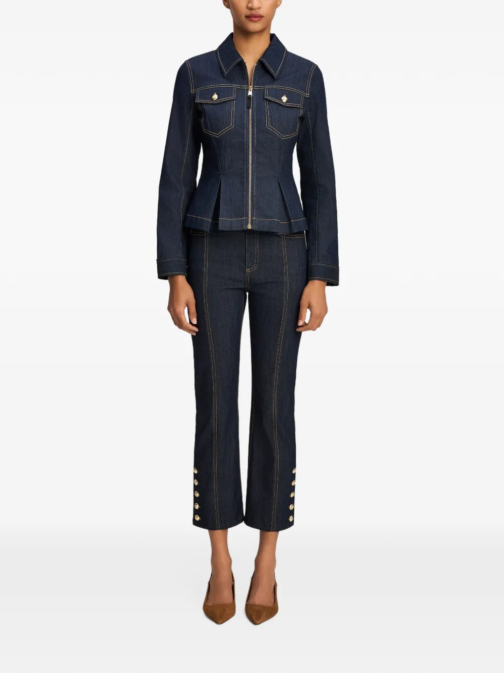 Cinq A Sept Kaiya pleated denim jacket Blauw