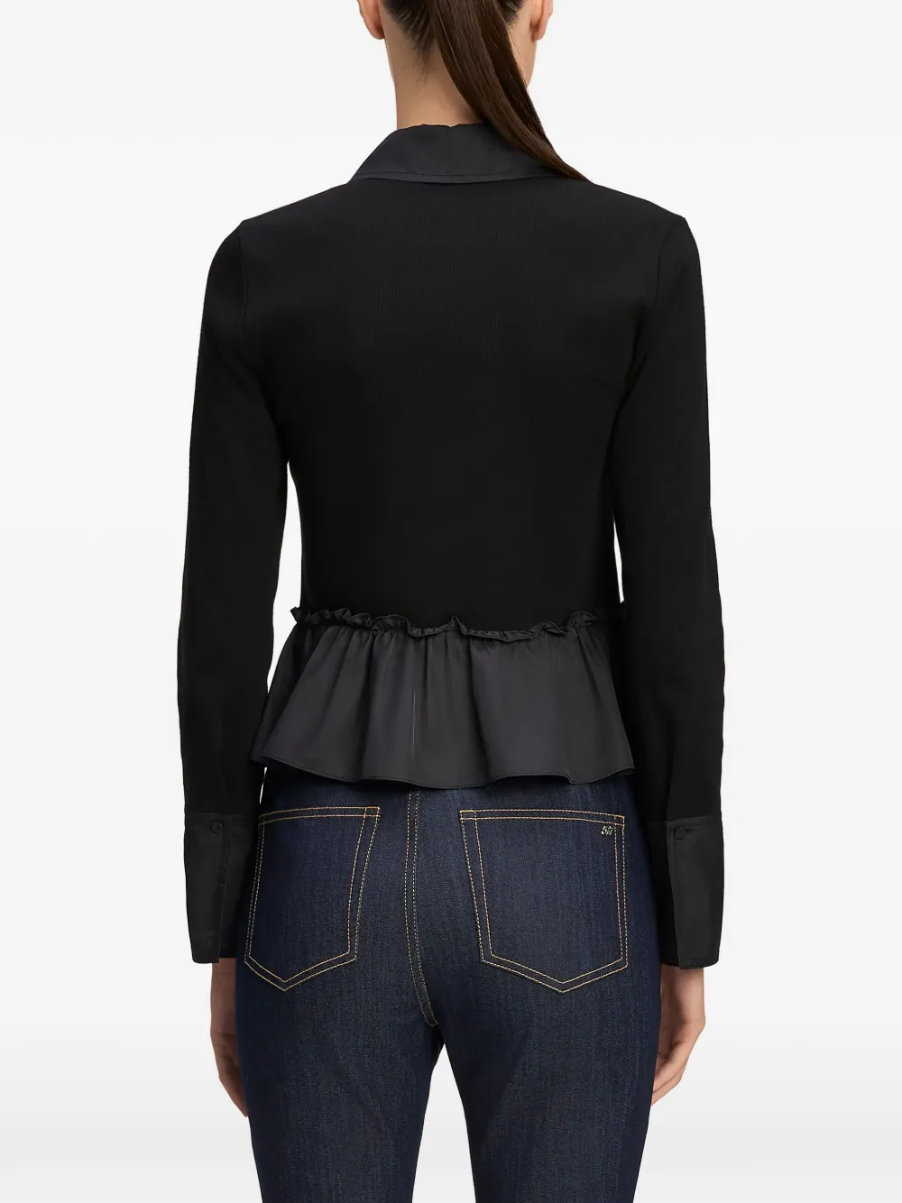 Cinq A Sept Salem ruffled peplum blouse Zwart