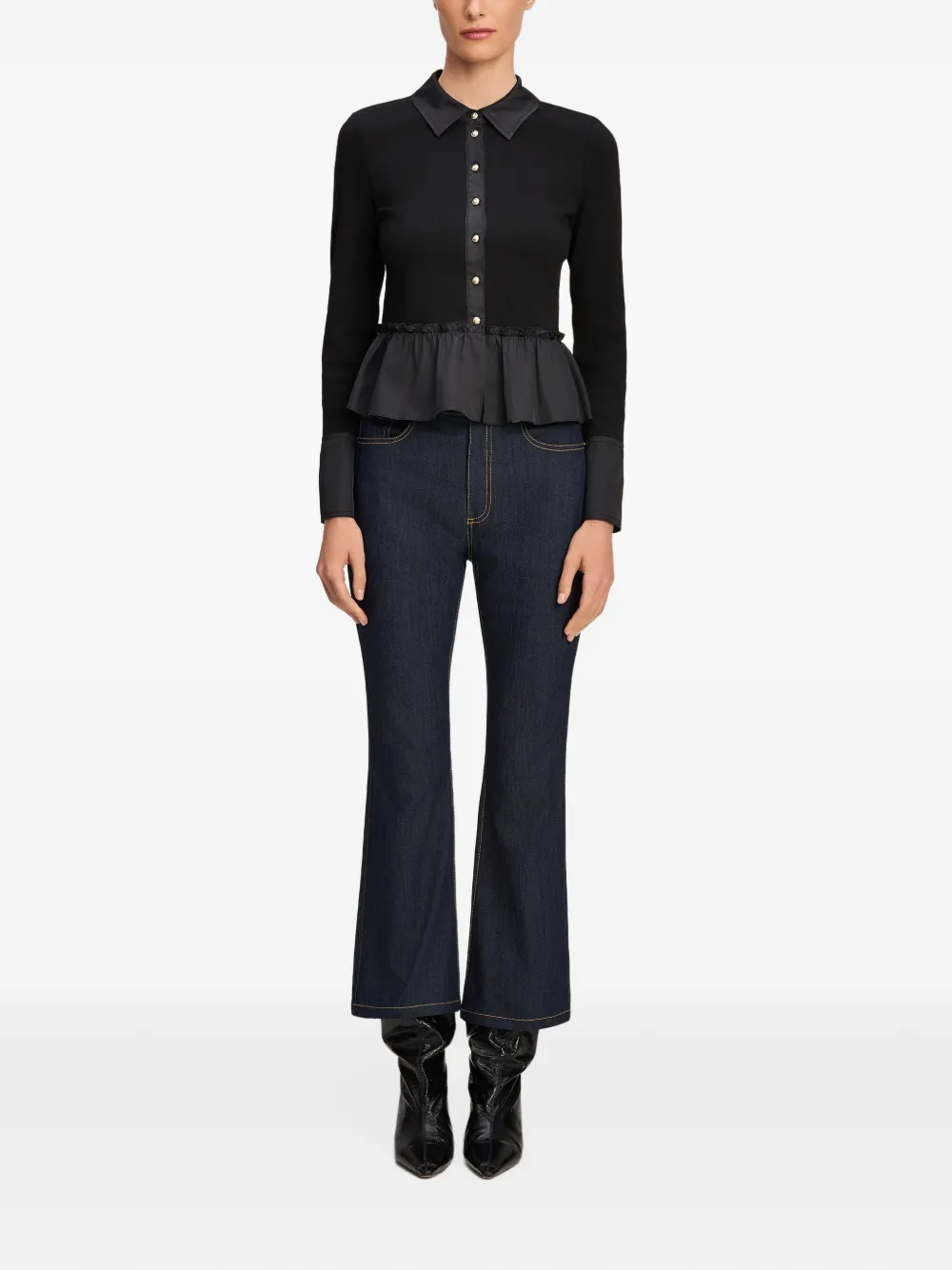 Cinq A Sept Salem ruffled peplum blouse Zwart