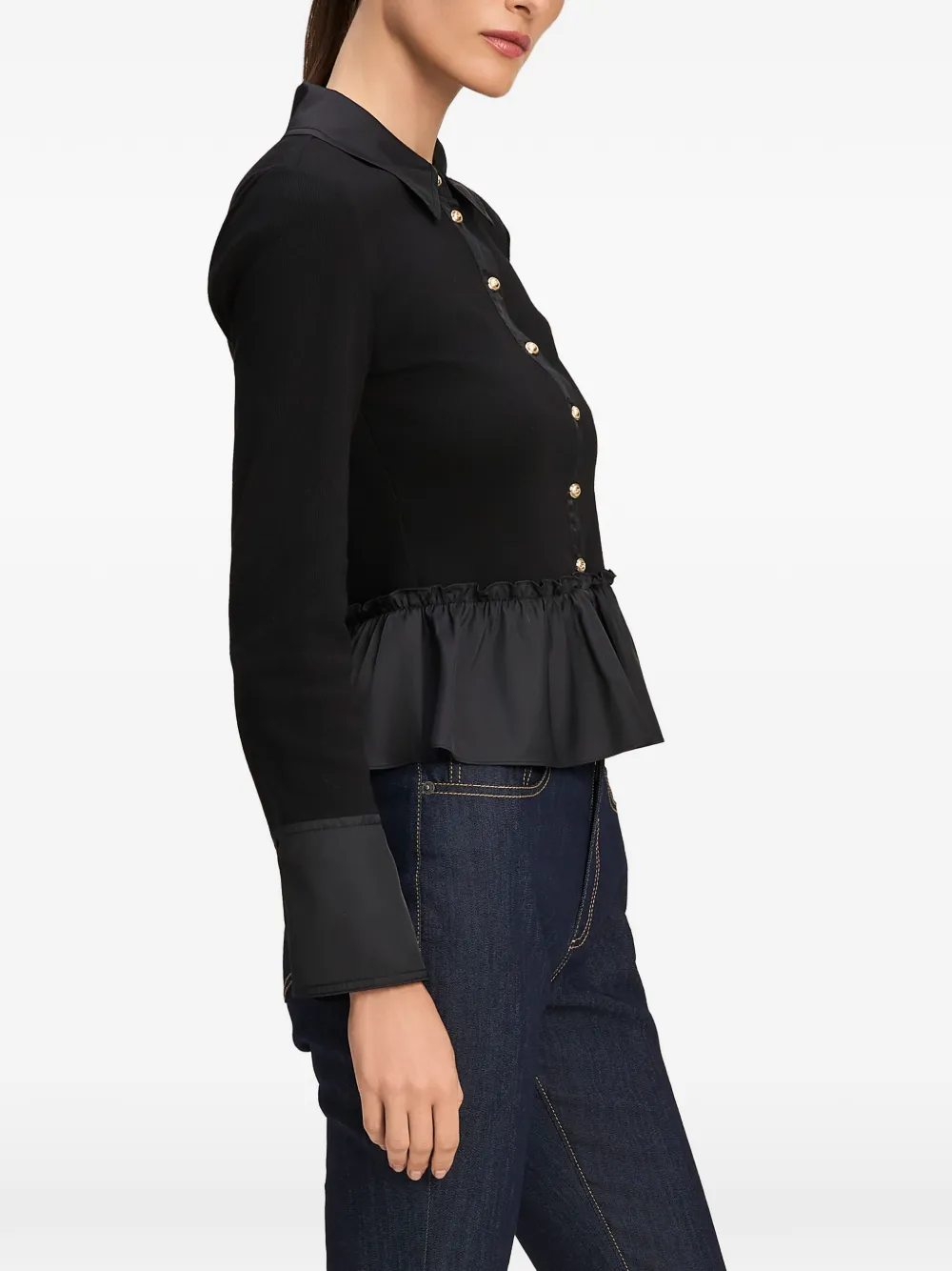Cinq A Sept Salem ruffled peplum blouse Zwart