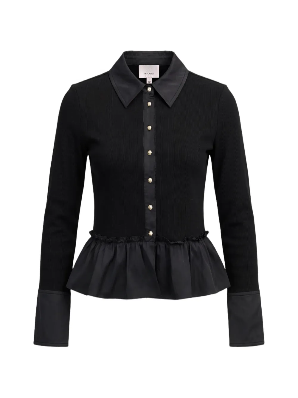 Cinq A Sept Salem ruffled peplum blouse Zwart