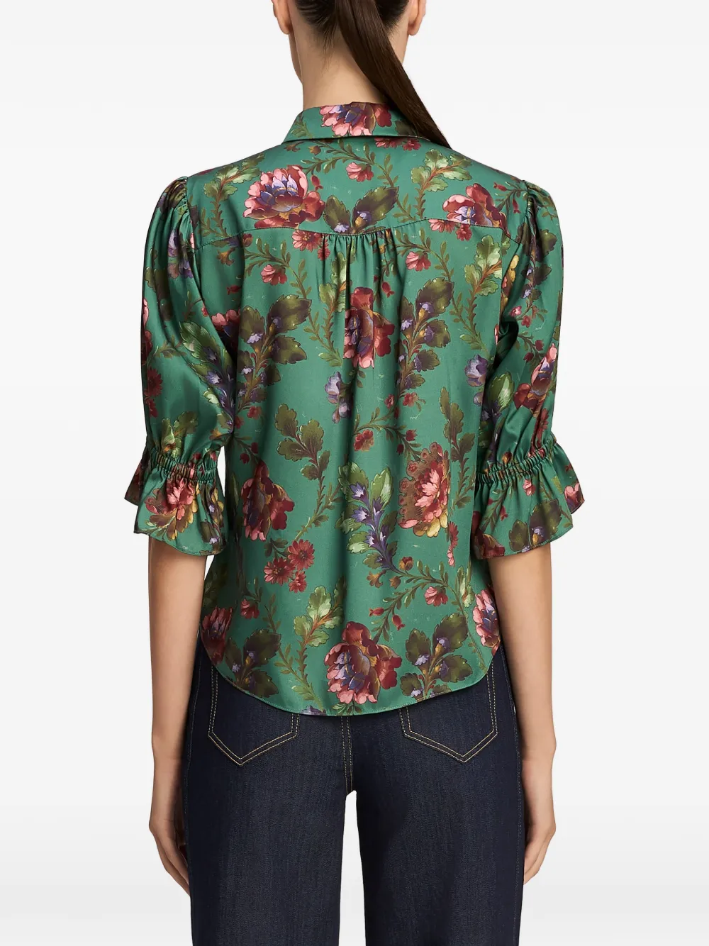 Cinq A Sept Fiona pussy-bow shirt Groen