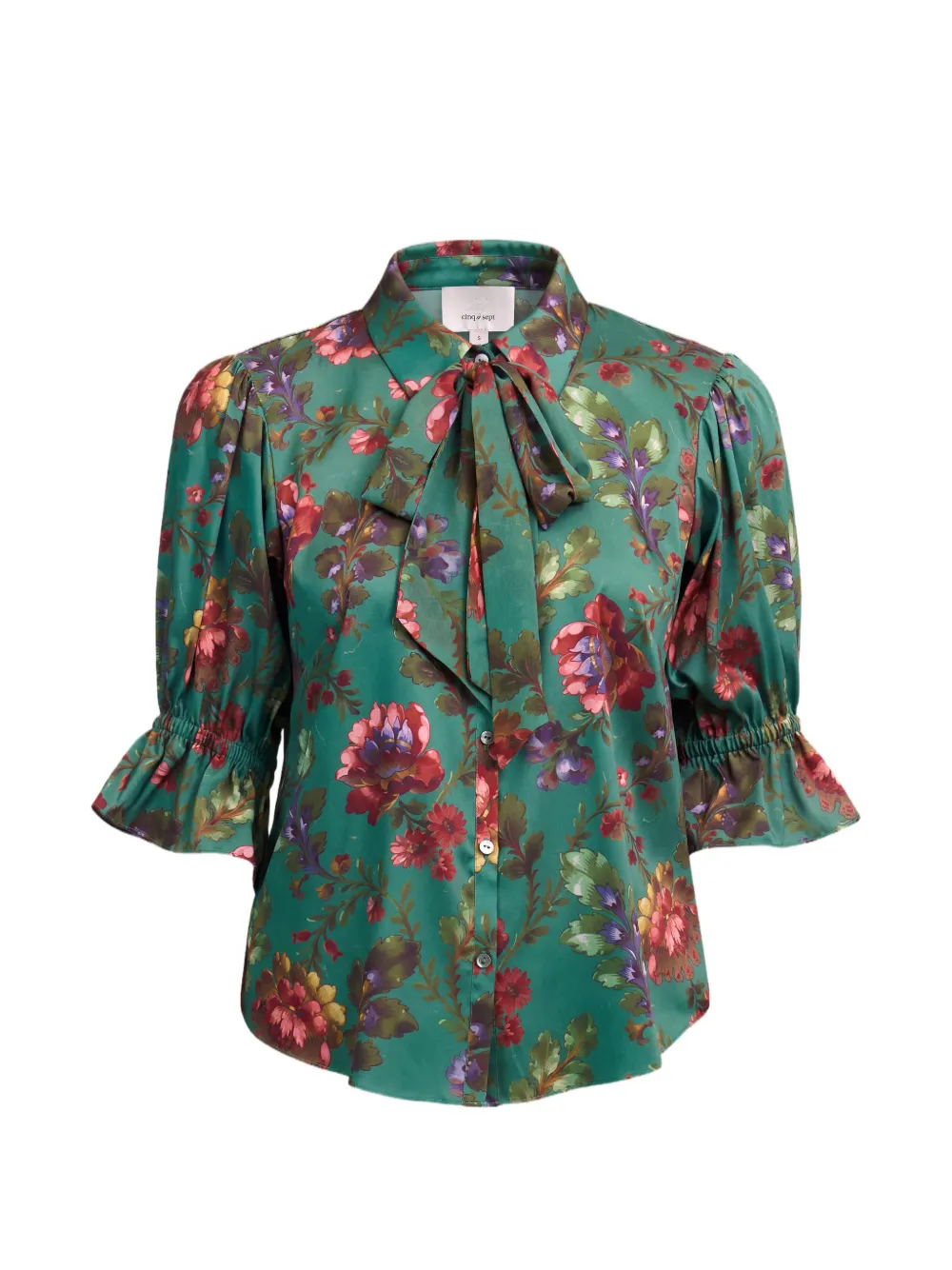 Cinq A Sept Fiona pussy-bow shirt Groen