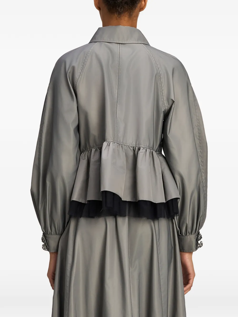 Cinq A Sept Margot peplum-hem crystal-embellished jacket Grijs