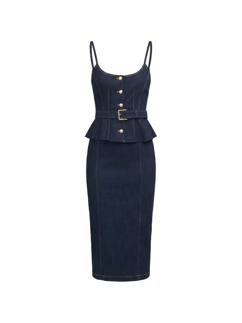 Cinq A Sept Cacilia belted peplum midi dress Blauw