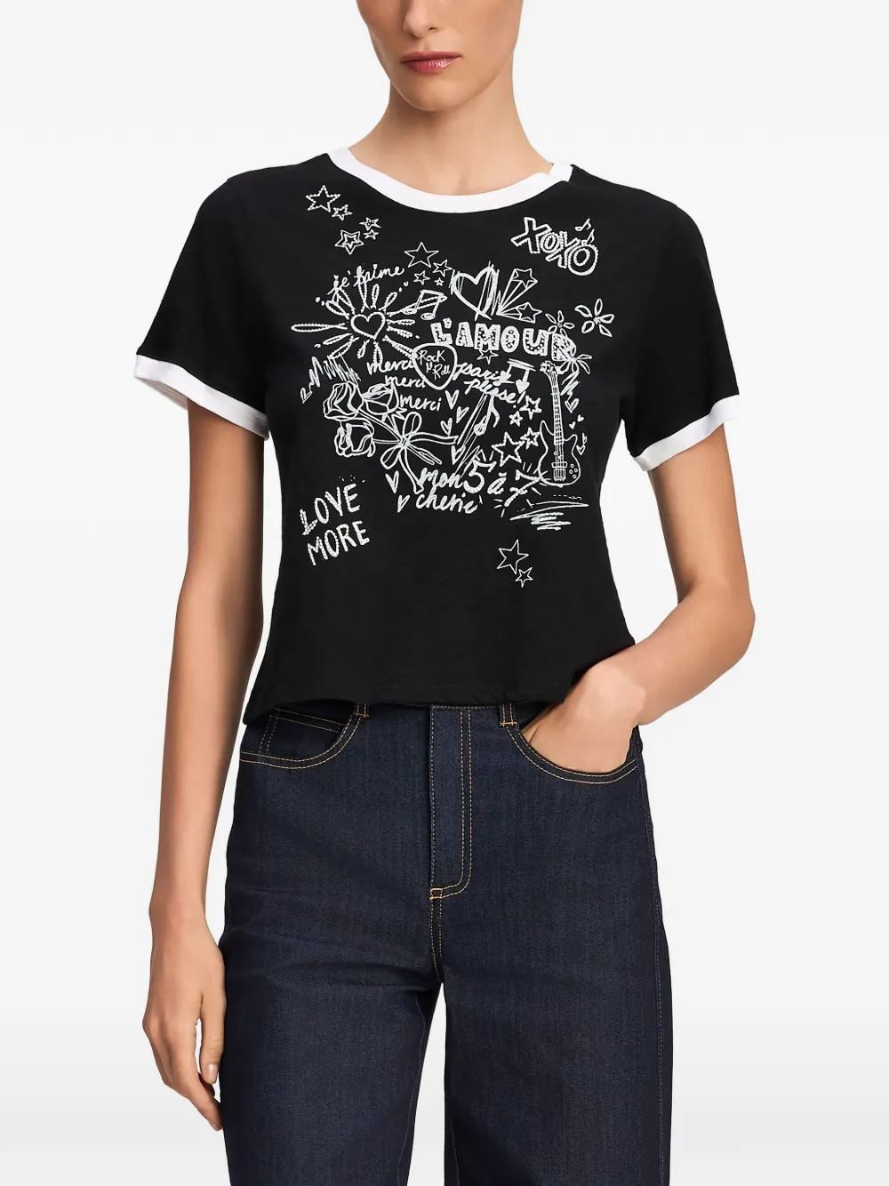 Cinq A Sept doodle-print T-shirt Zwart