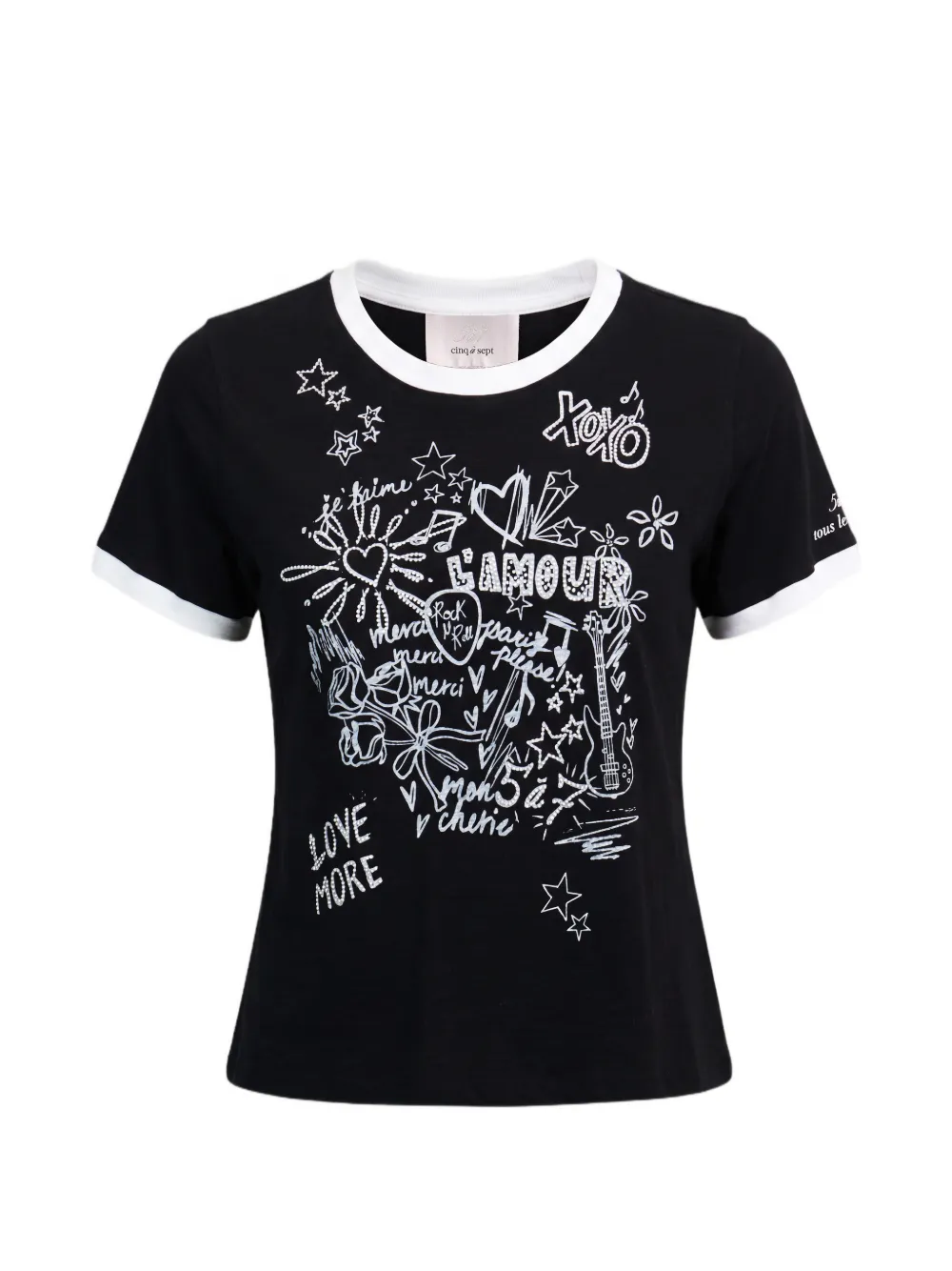 Cinq A Sept doodle-print T-shirt Zwart