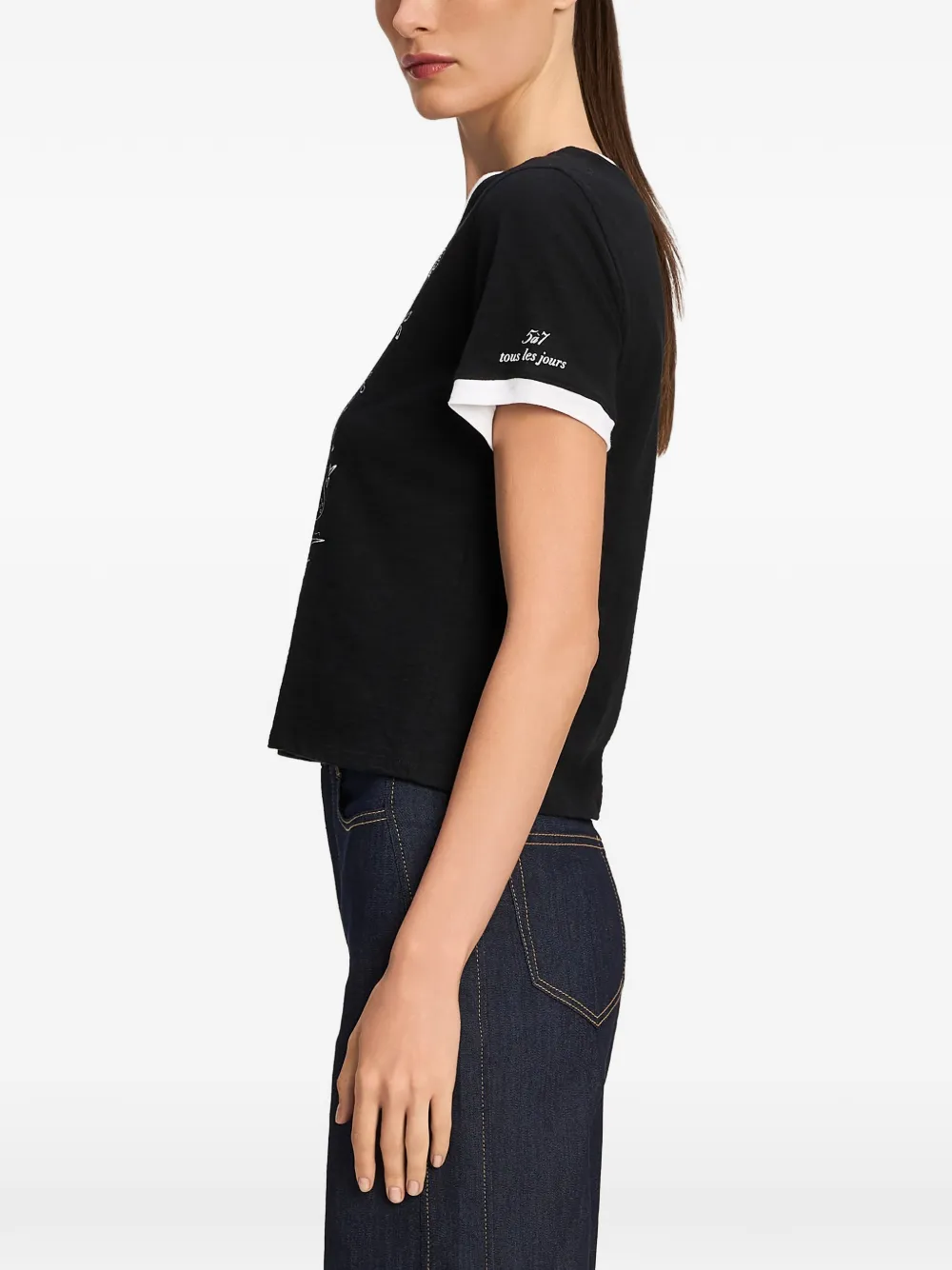Cinq A Sept doodle-print T-shirt Zwart