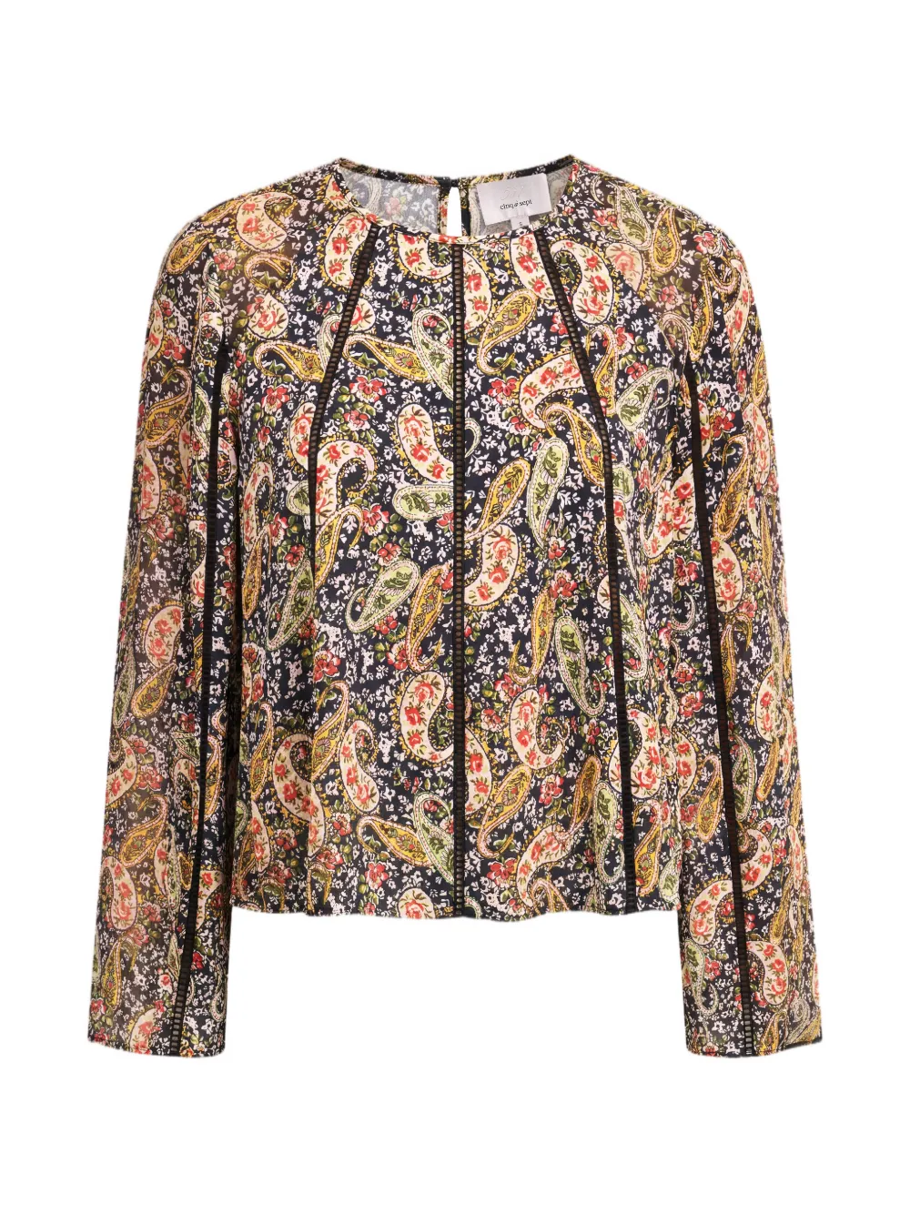 Cinq A Sept Virelia paisley-print lace-trim blouse - Nero