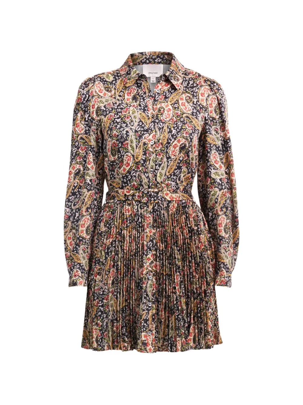Cinq A Sept Reynolds paisley-print pleated mini dress - Nero