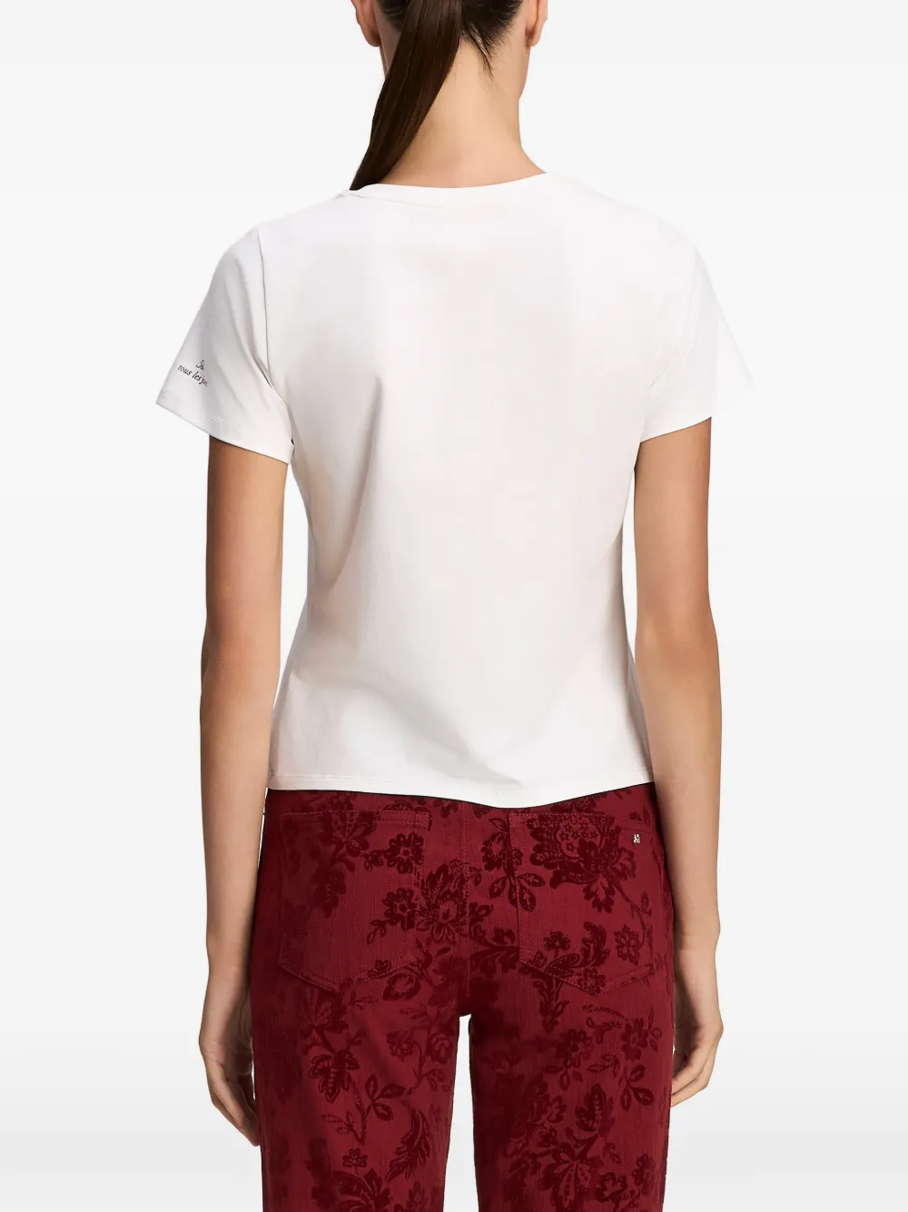 Cinq A Sept shrunken sequin-embellished ruffled T-shirt Wit