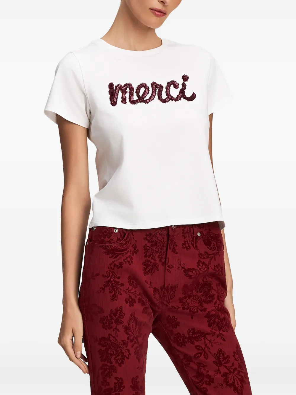 Cinq A Sept shrunken sequin-embellished ruffled T-shirt Wit