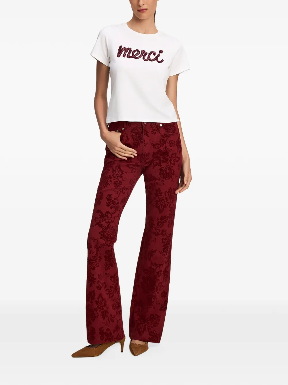 Cinq A Sept shrunken sequin-embellished ruffled T-shirt Wit