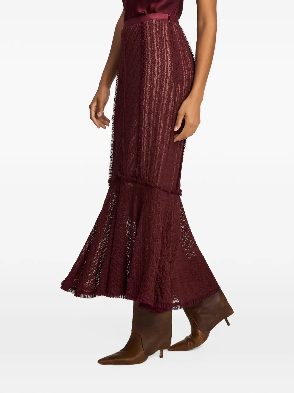 Cinq A Sept Sabrina Maceio lace midi skirt Rood