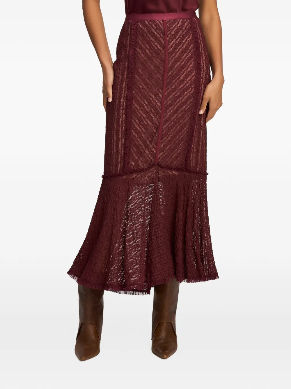Cinq A Sept Sabrina Maceio lace midi skirt Rood