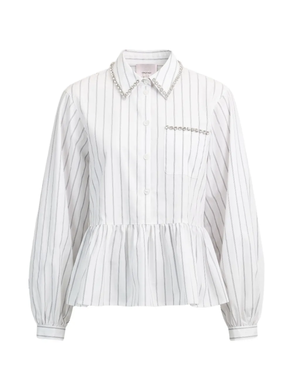 Cinq A Sept crystal-embellished striped blouse - Bianco
