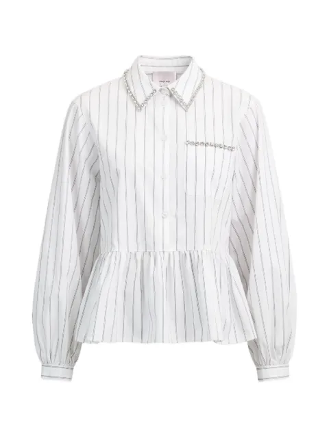 Cinq A Sept blusa a rayas con detalles de cristal