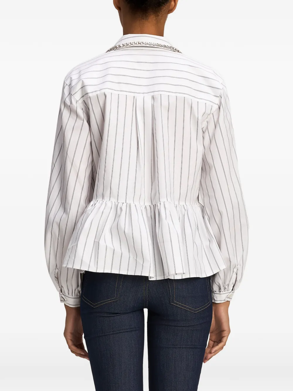 Cinq A Sept Nyomi crystal-embellished striped blouse Wit