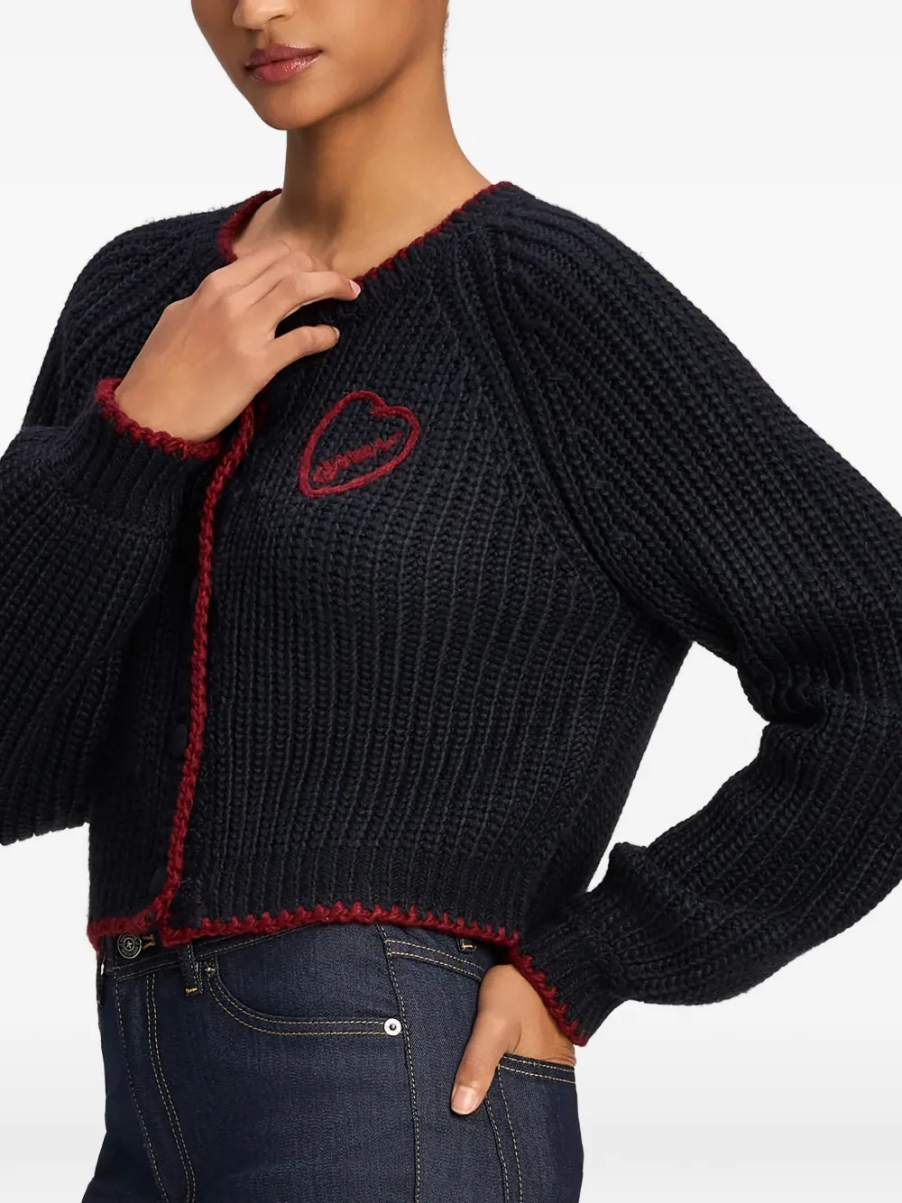 Cinq A Sept Millie Amour heart-embroidered cardigan Blauw