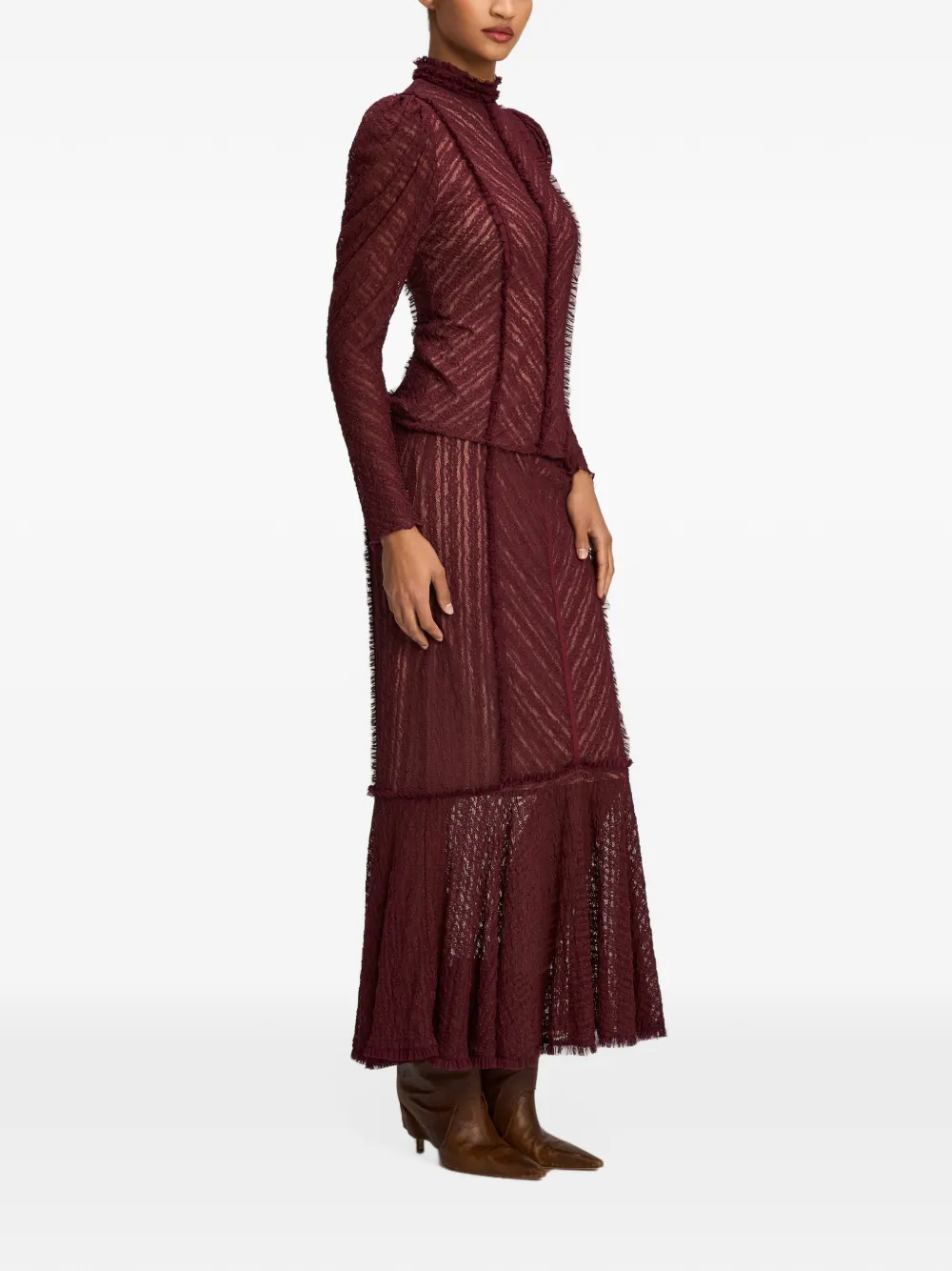 Cinq A Sept Mito lace ruffled blouse Rood