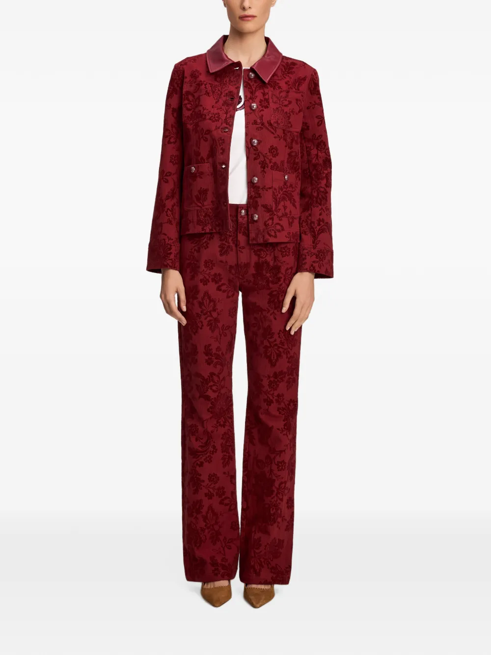 Cinq A Sept Dalton floral-print jacket Rood