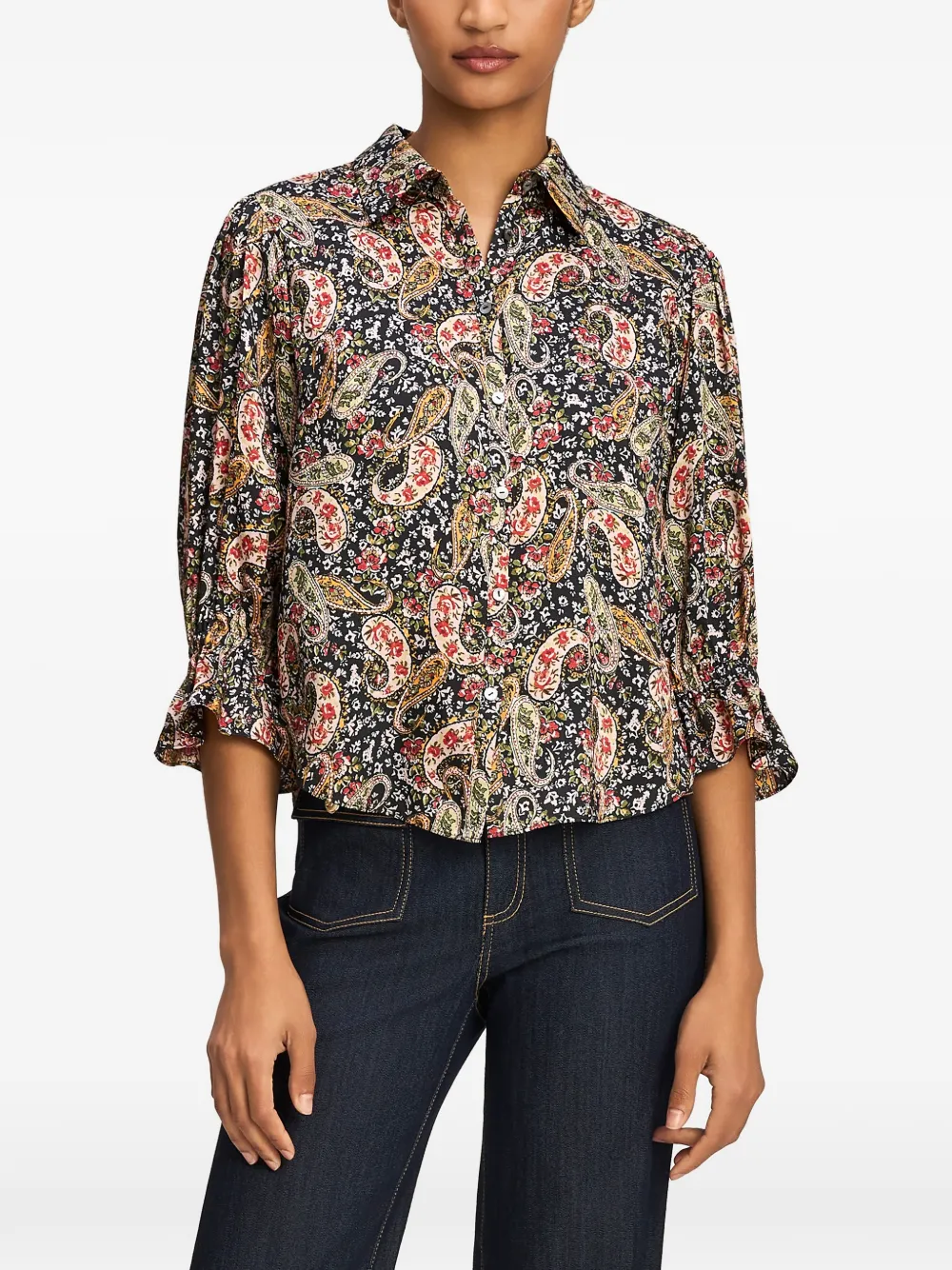 Cinq A Sept Fiona paisley-print shirt Zwart