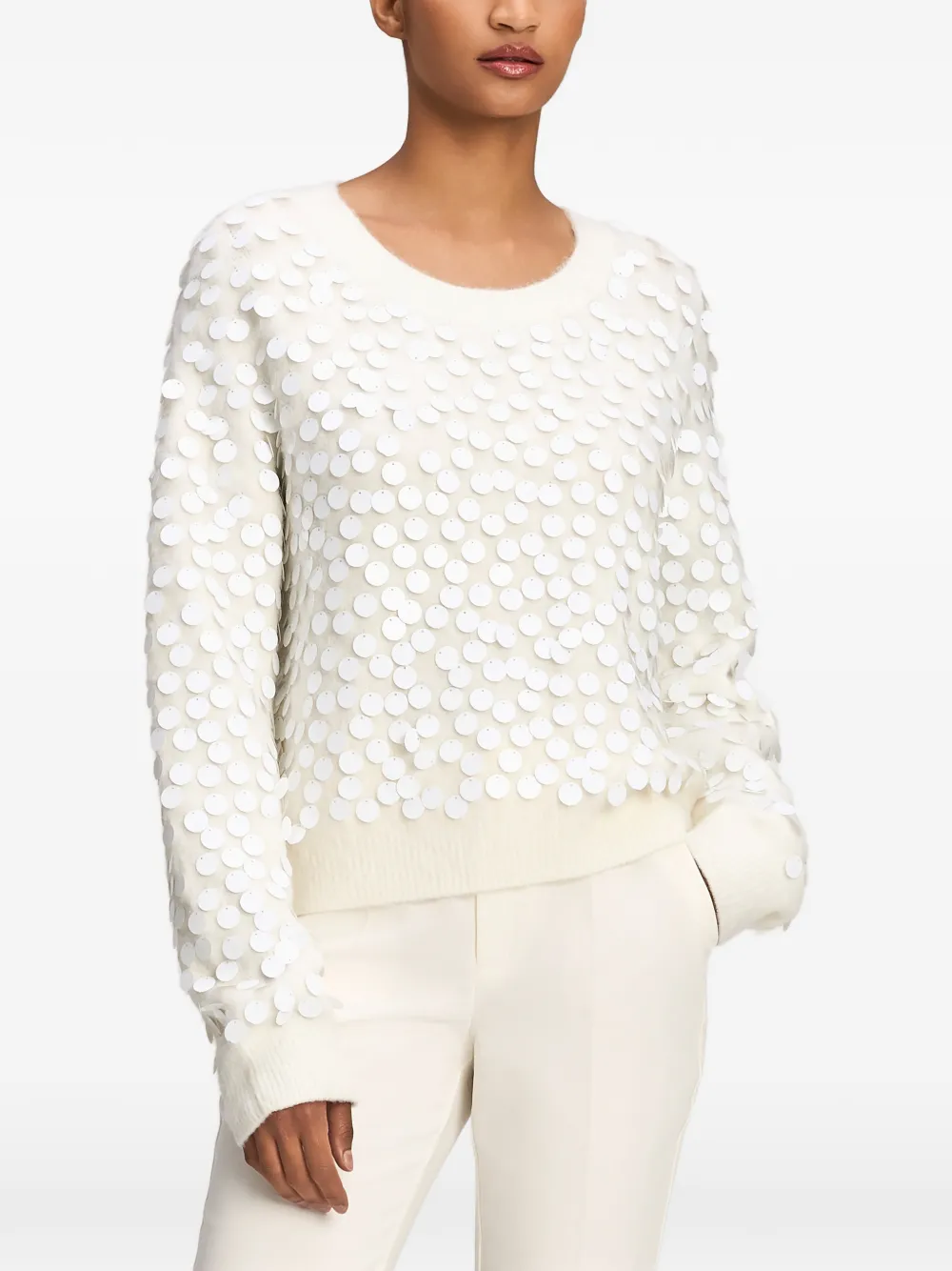 Cinq A Sept Briana paillette-embellished sweater Wit