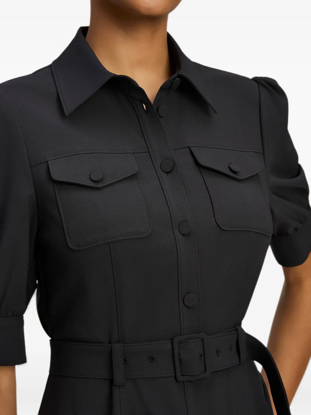 Cinq A Sept Anisa belted shirt mini dress Zwart