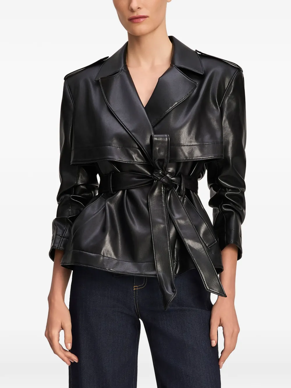 Cinq A Sept Yates belted trench jacket Zwart