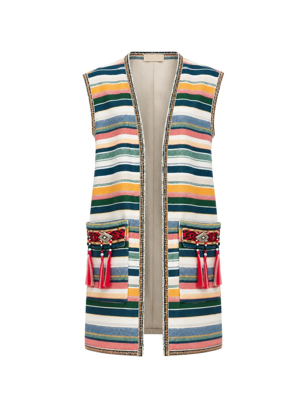 Fortela striped tassel-detail vest - Toni neutri