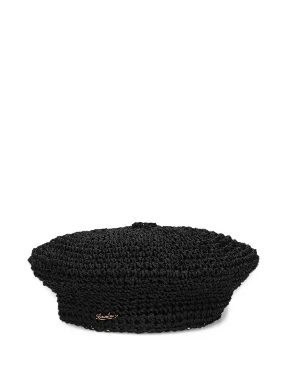 Borsalino Ines woven logo-plaque beret Zwart