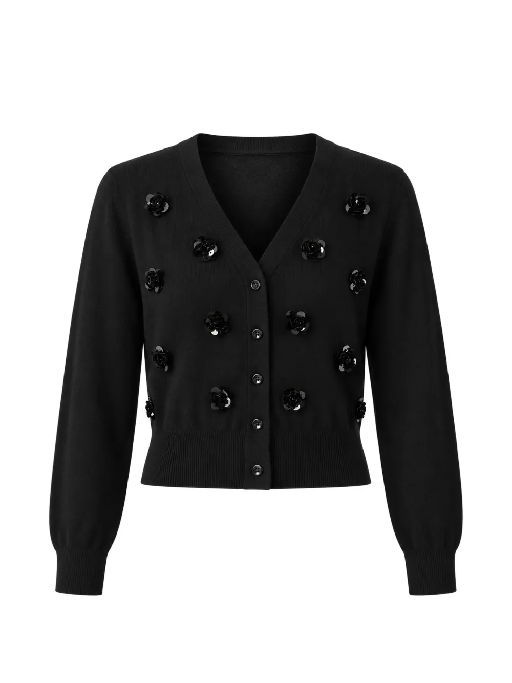 MeimeiJ floral-applique wool cardigan - Nero