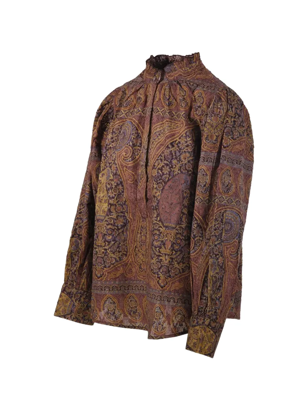 Antik Batik Tai paisley-print ruffled collar blouse Bruin