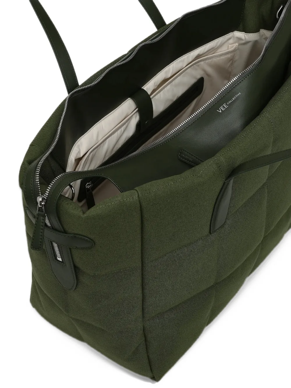 VeeCollective large Tela quilted tote bag Groen