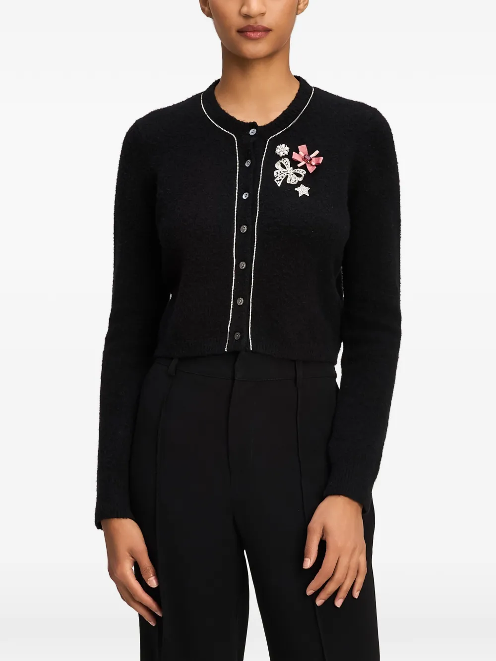 Cinq A Sept Allura bow-embellished cardigan Zwart